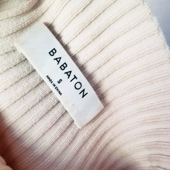 Aritzia Babaton Sculpt Knit Tie Back Sweater Long Sleeves Rib Mock Neck S $98 - Picture 12 of 16